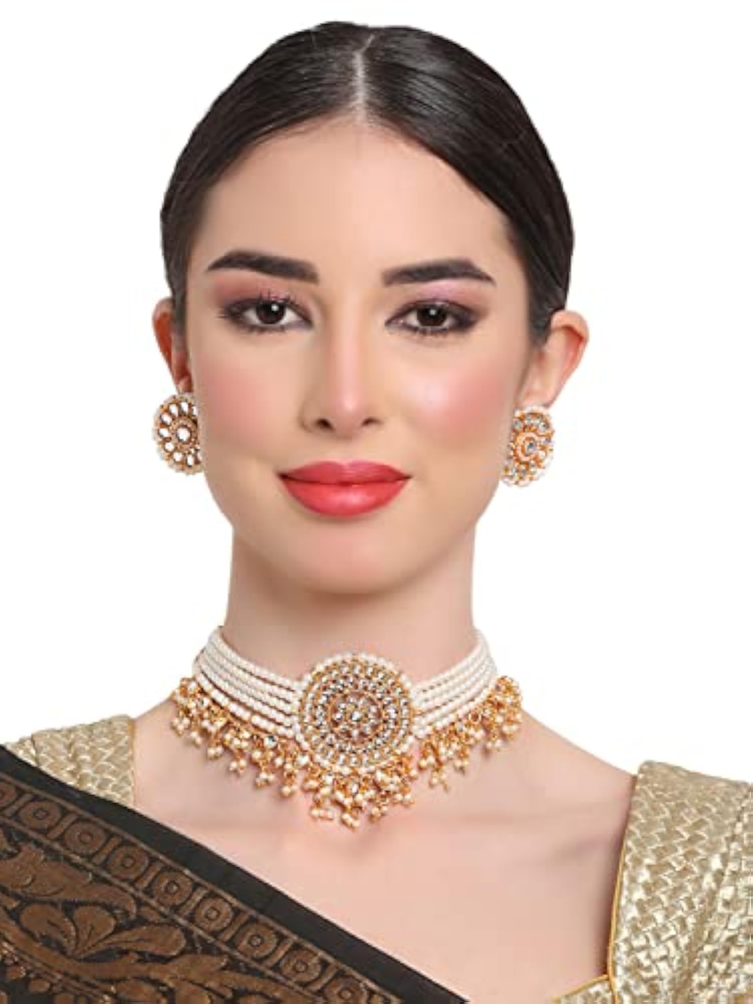Stylish Choker Traditional Pearl Kundan Necklace Set